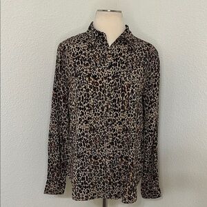NWOT Beach Lunch Lounge Collection Leopard Print Button-Up Shirt Size S Small